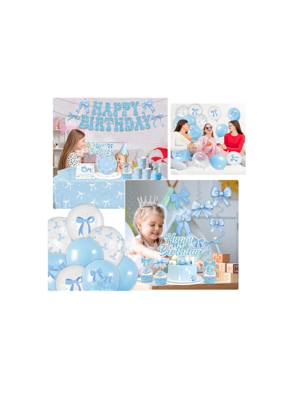 Amazon Light Blue Bow Birthday Party Decoration Kit